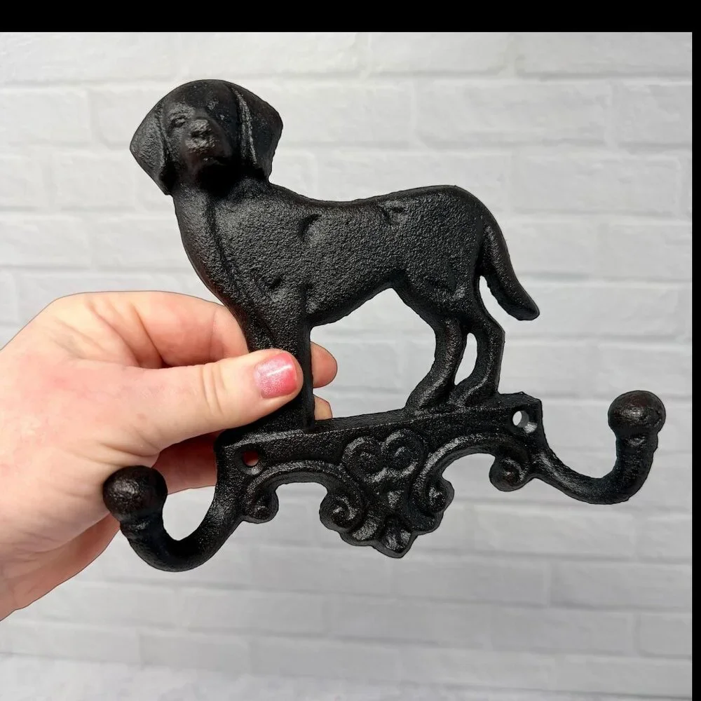 Cast Iron Dog Wall Hook Rustic Farmhouse Coat Hooks Vintage Style Entryway Decor